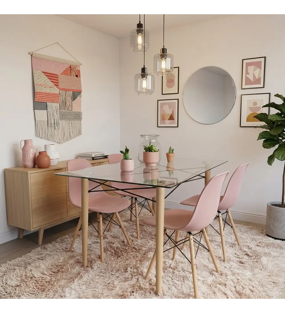 Mesa Crox 140x 90cms + 4 Sillas Eames Clasicas
