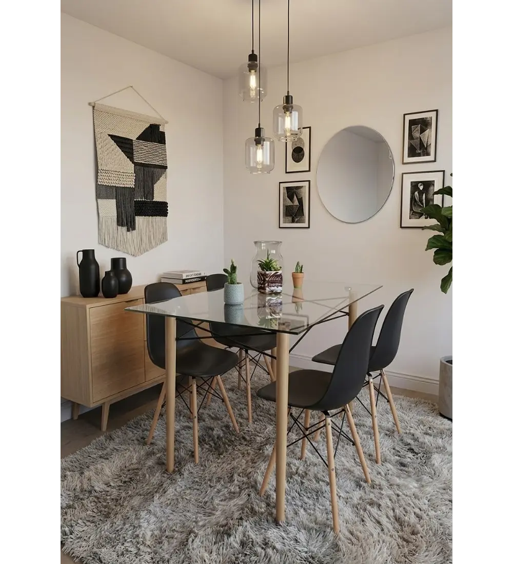 Mesa Crox 140x 90cms + 4 Sillas Eames Clasicas