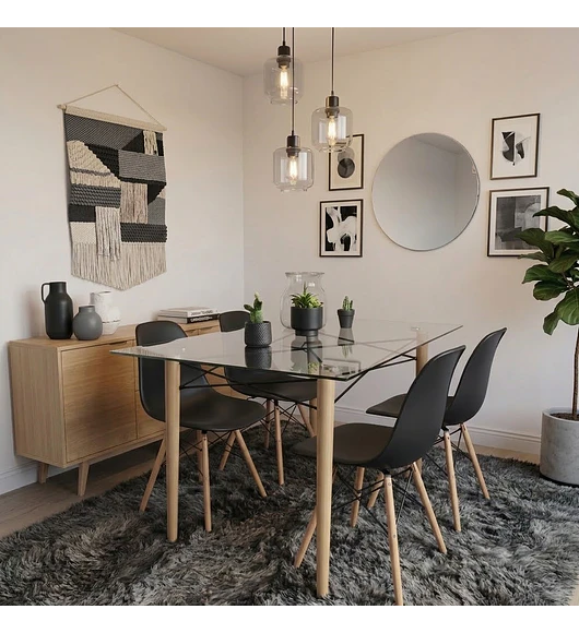 Mesa Crox 140x 90cms + 4 Sillas Eames Clasicas