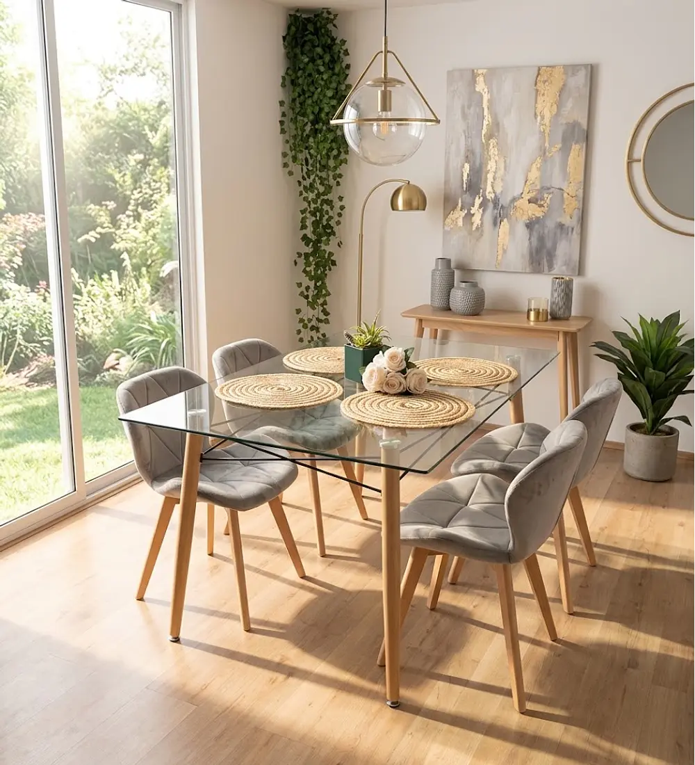  Mesa Crox 140 x 80cms + 4  Sillas Mariposa Velvet 