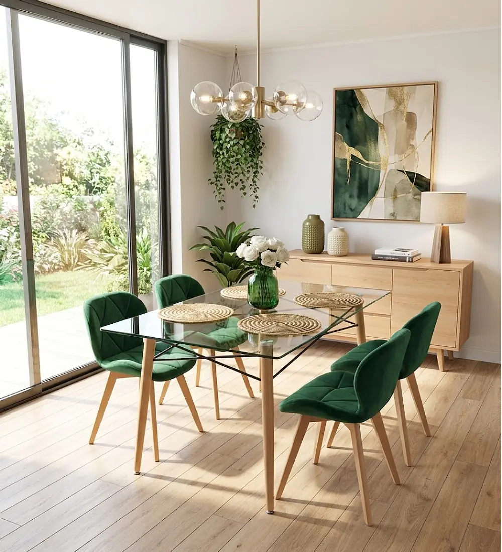  Mesa Crox 140 x 80cms + 4  Sillas Mariposa Velvet 
