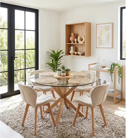 Comedor Warwick  120cm + 4 Sillas Mariposa Velvet 