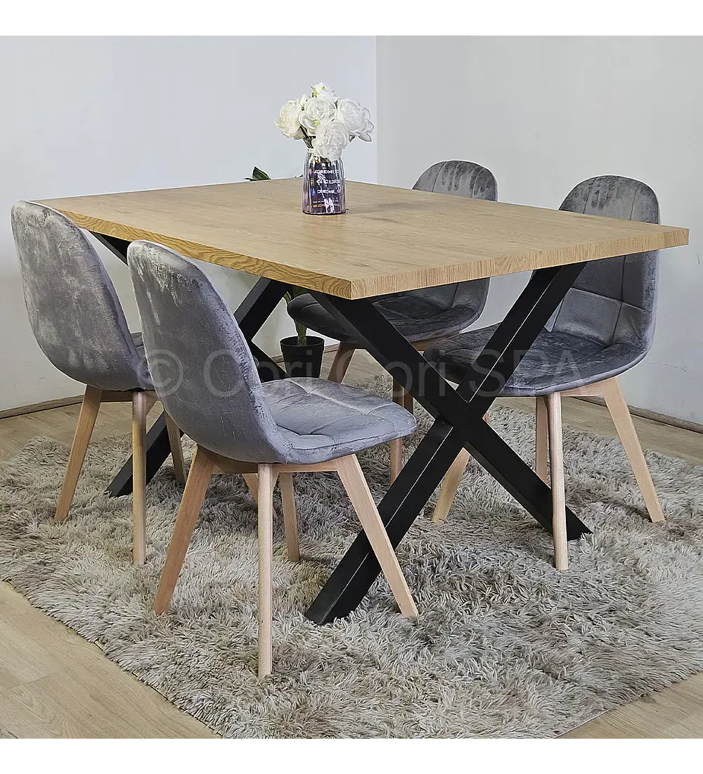 Mesa industrial Color Madera y Metal Cross (180x90cm)