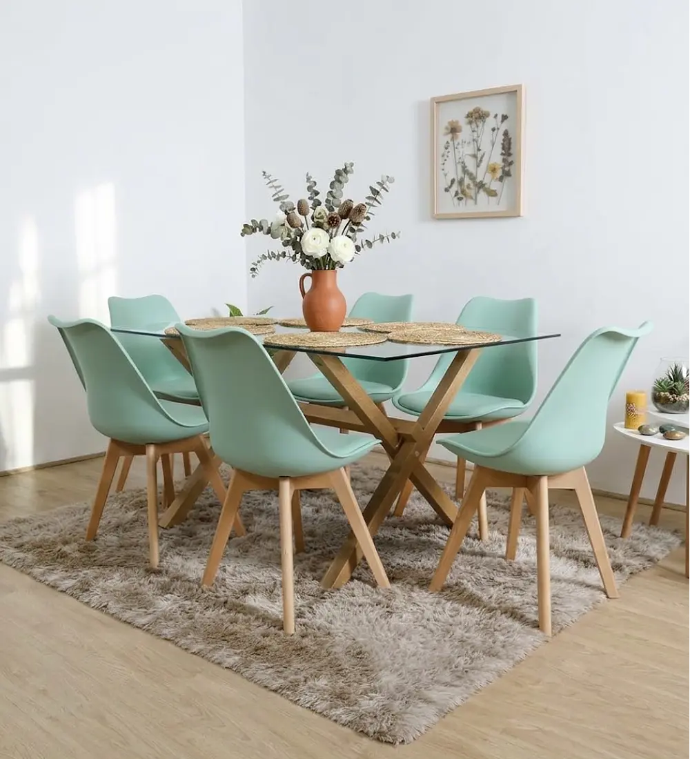Comedor Medlock 130 x 80cm + 6 Sillas Tulip