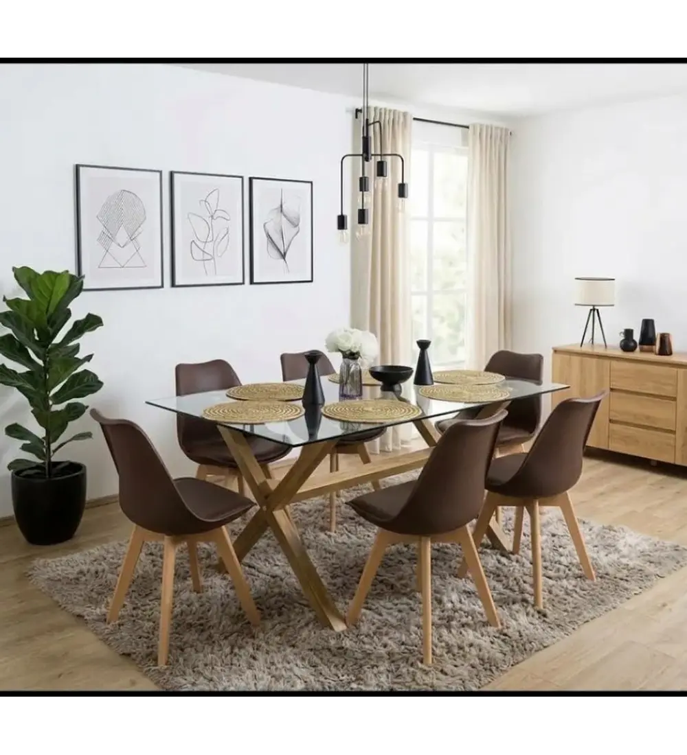 Comedor Medlock 130 x 80cm + 6 Sillas Tulip