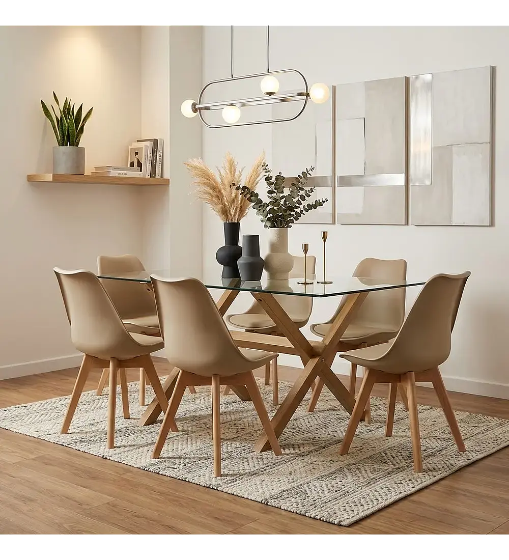 Comedor Medlock 130 x 80cm + 6 Sillas Tulip