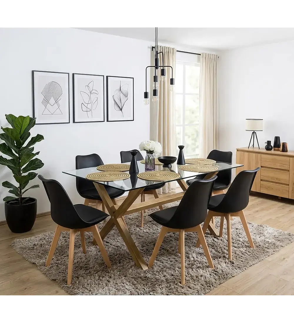 Comedor Medlock 130 x 80cm + 6 Sillas Tulip