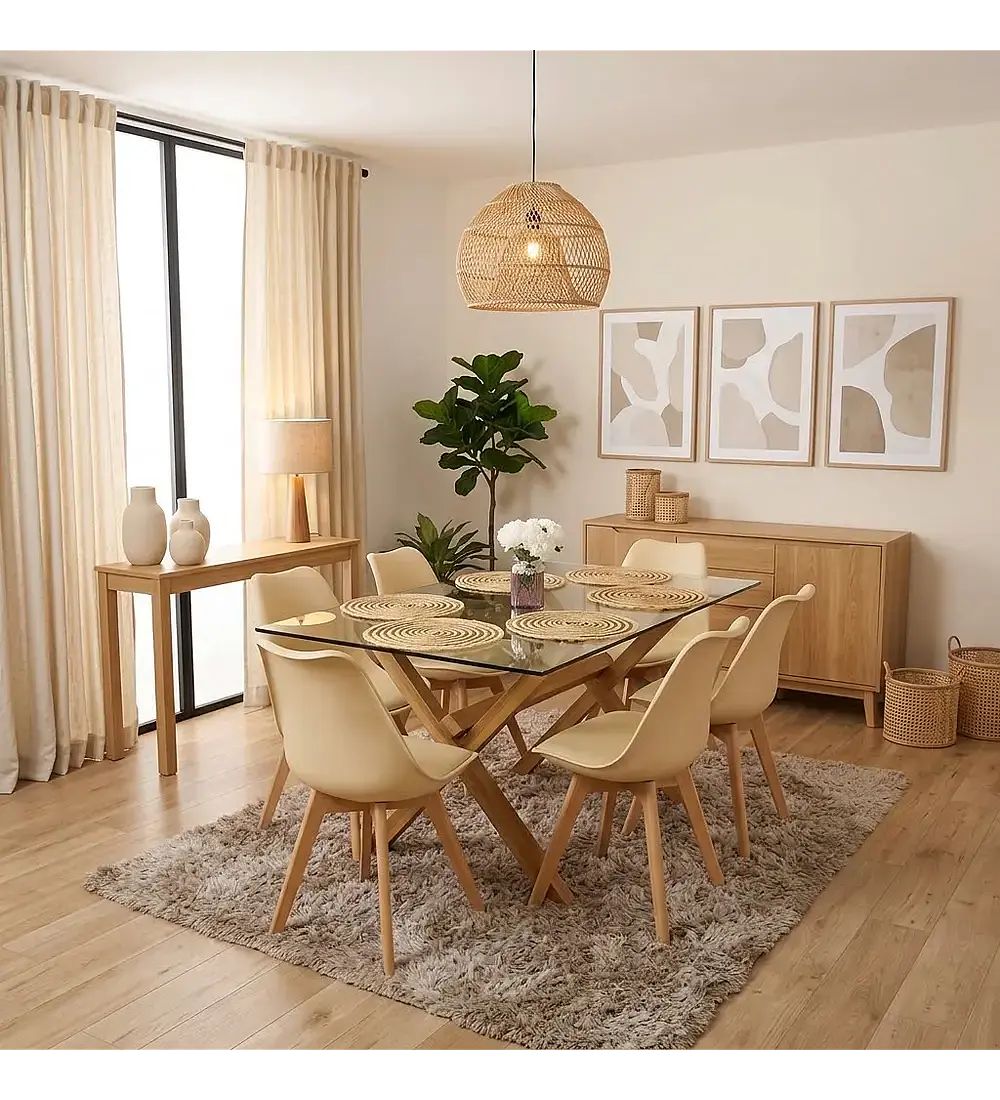 Comedor Medlock 130 x 80cm + 6 Sillas Tulip