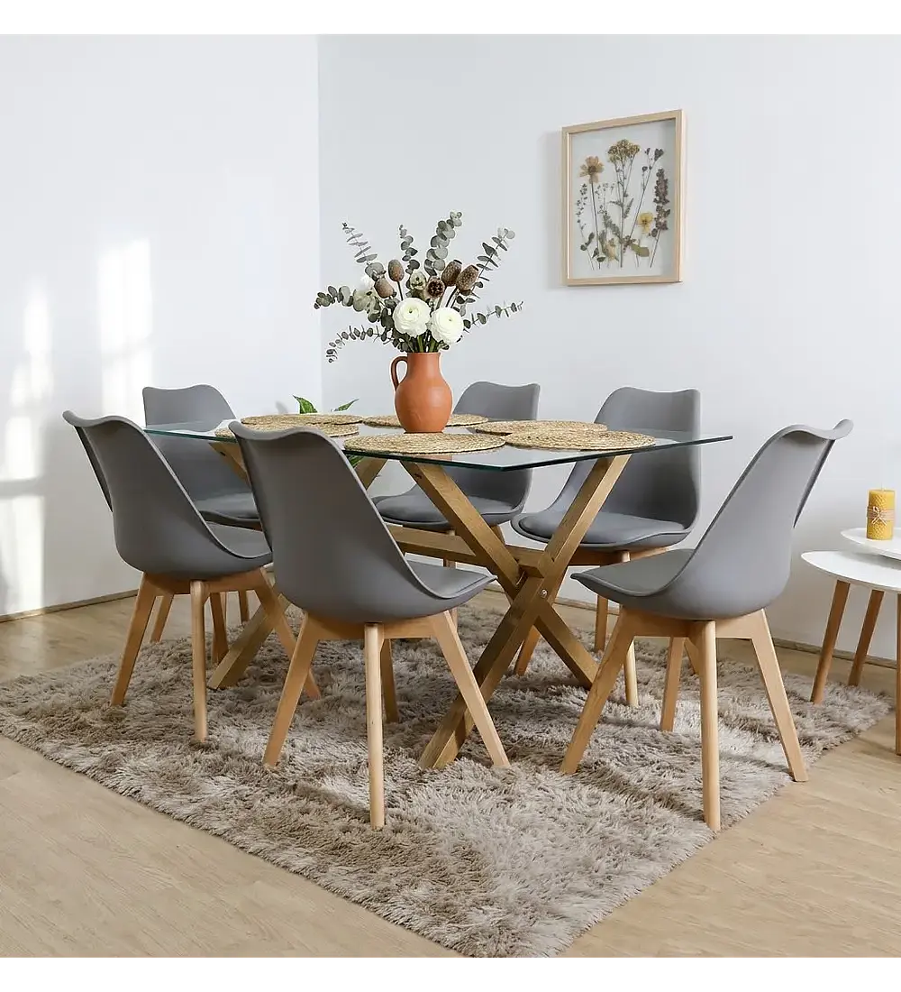 Comedor Medlock 130 x 80cm + 6 Sillas Tulip