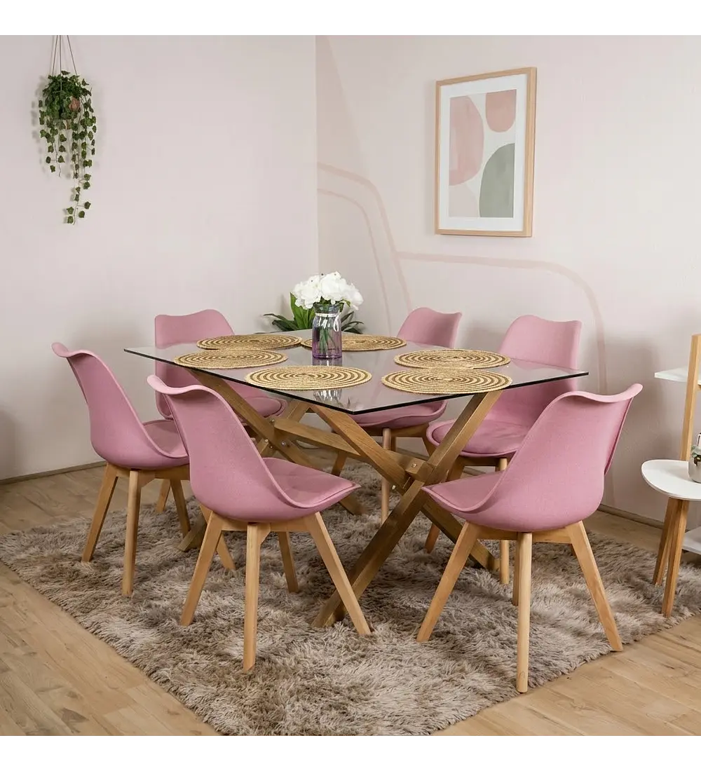 Comedor Medlock 130 x 80cm + 6 Sillas Tulip