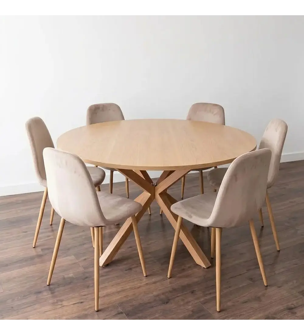 Comedor Warwick Wood 120Cms + 6 Sillas Scoop Velvet Wood