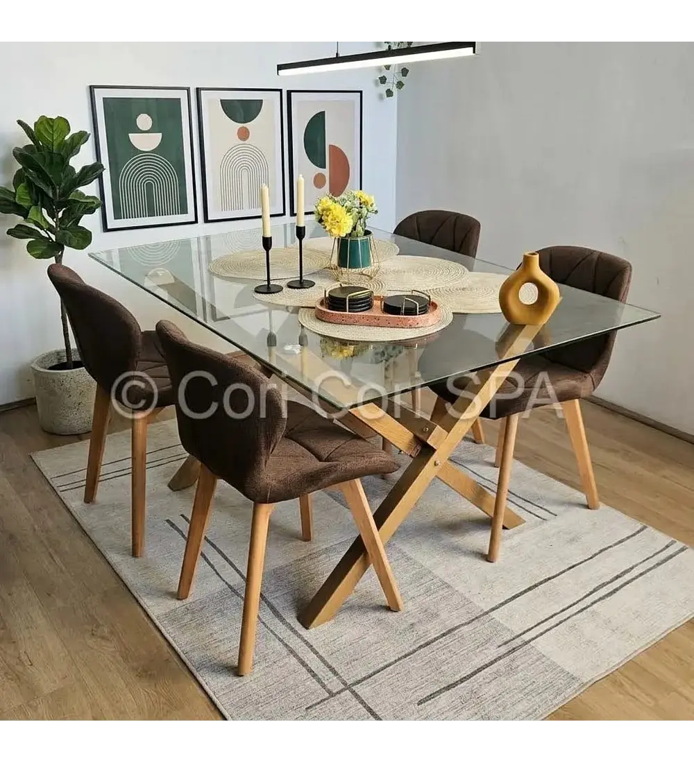 Comedor Medlock 130x80cms + 4 Sillas Mariposa Lino