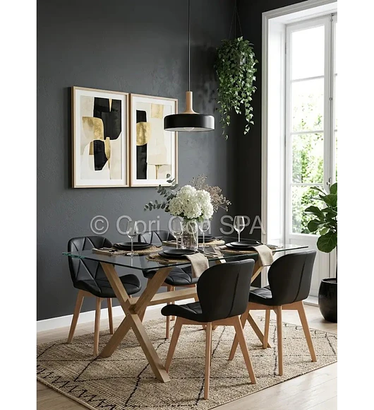Comedor Medlock 130x80cms + 4 Sillas Mariposa Ecocuero Wood