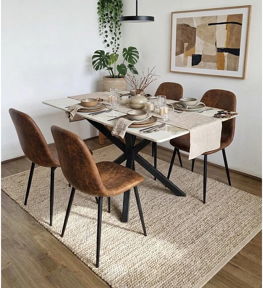 Comedor Madrid Stone Black + 4 Sillas Scoop Vintage Black