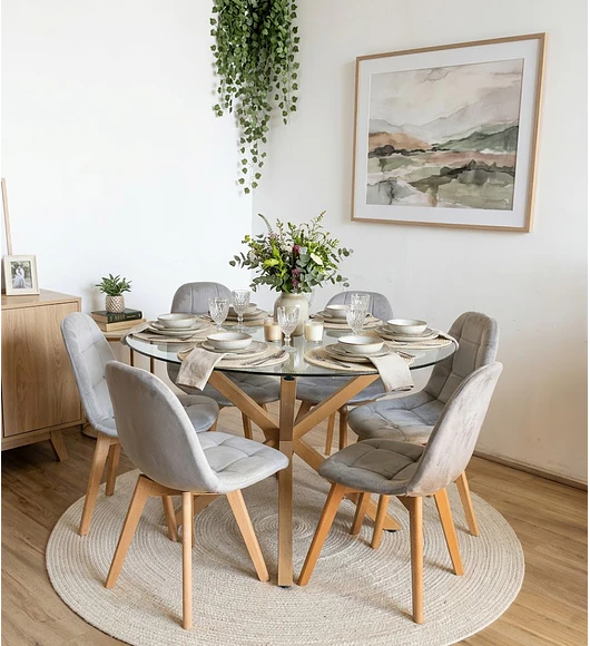 Comedor Warwick 120Cms + 6 Sillas Capitonne Velvet