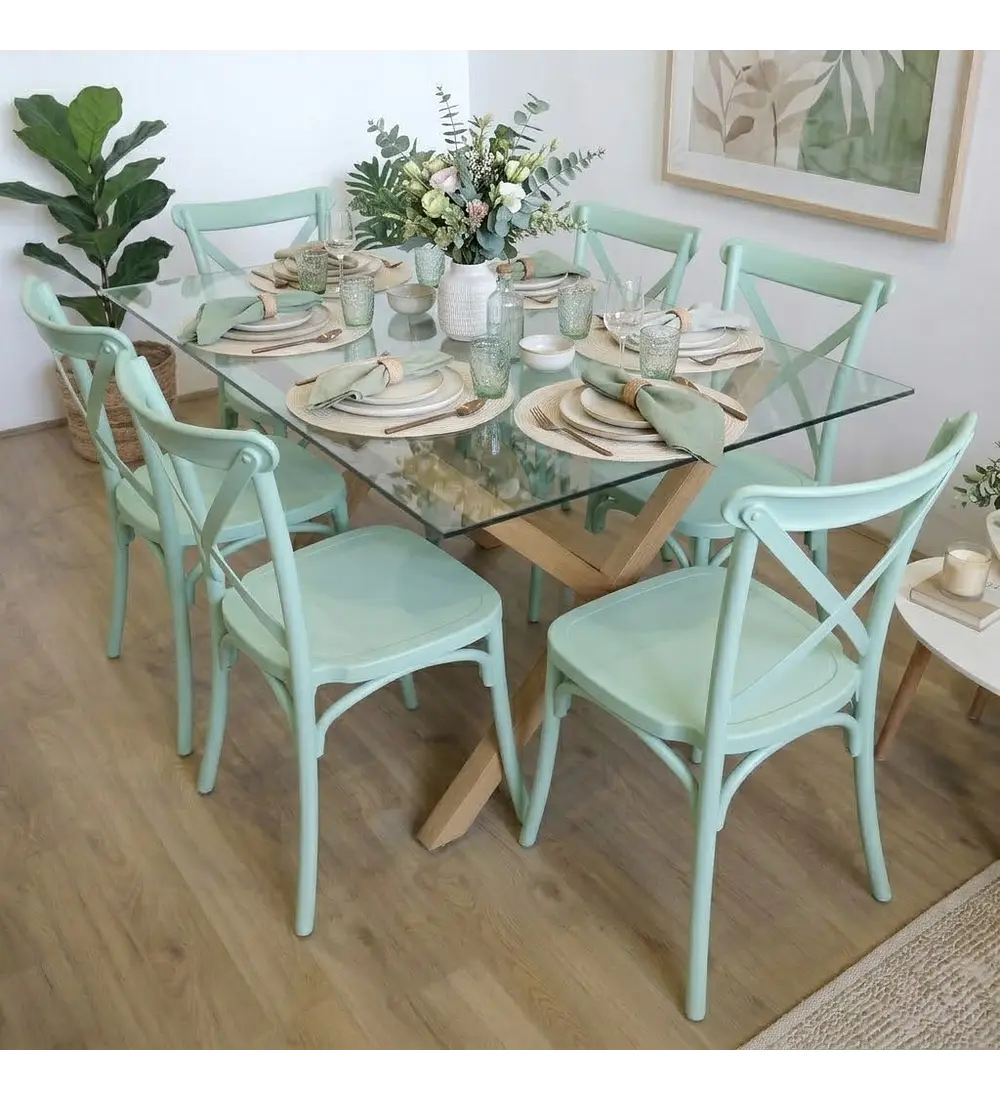 Comedor Medlock Vidrio 140x90cms + 6 Sillas Danubio