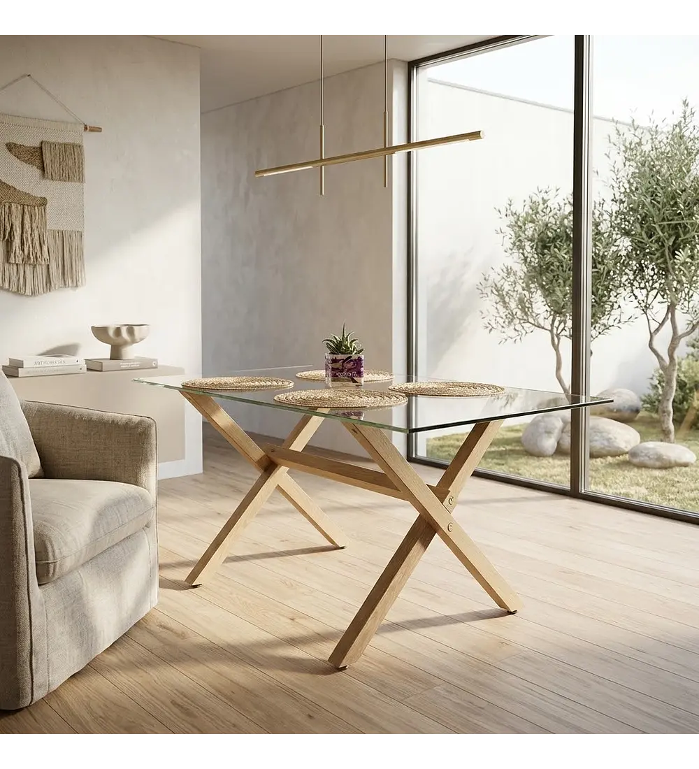 Comedor Medlock Vidrio 140x90cms + 6 Sillas Danubio