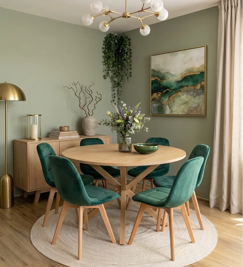 Comedor Warwick Wood  120Cms + 6 Sillas Capitonne Velvet