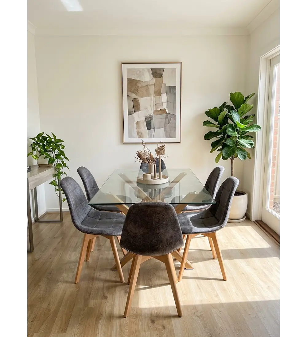 Comedor Medlock 130 x 80cm + 6  Sillas Capitonne Ecocuero Vintage