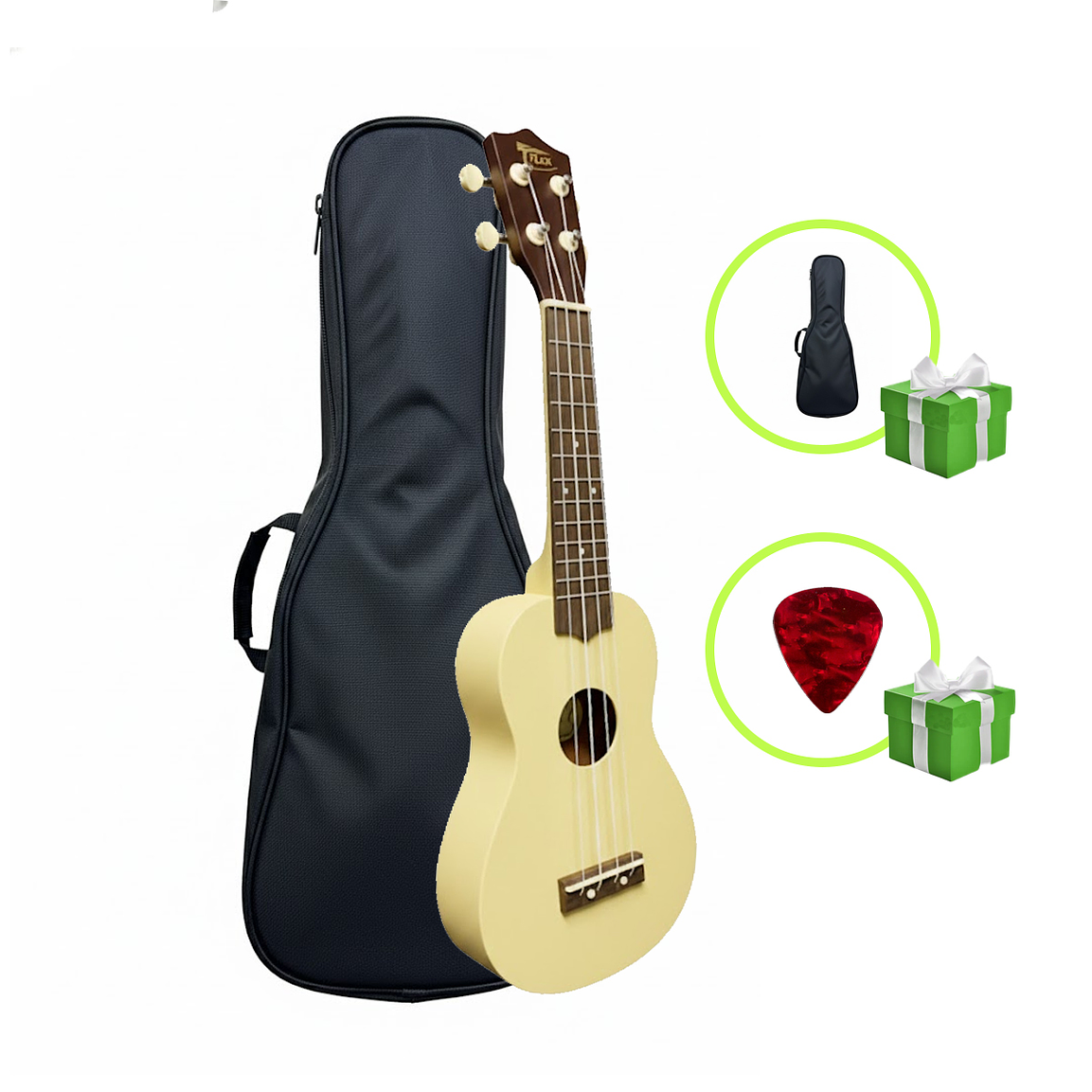 UKELELE SOPRANO COLOR NATURAL CON FUNDA - MARCA TITAN 2