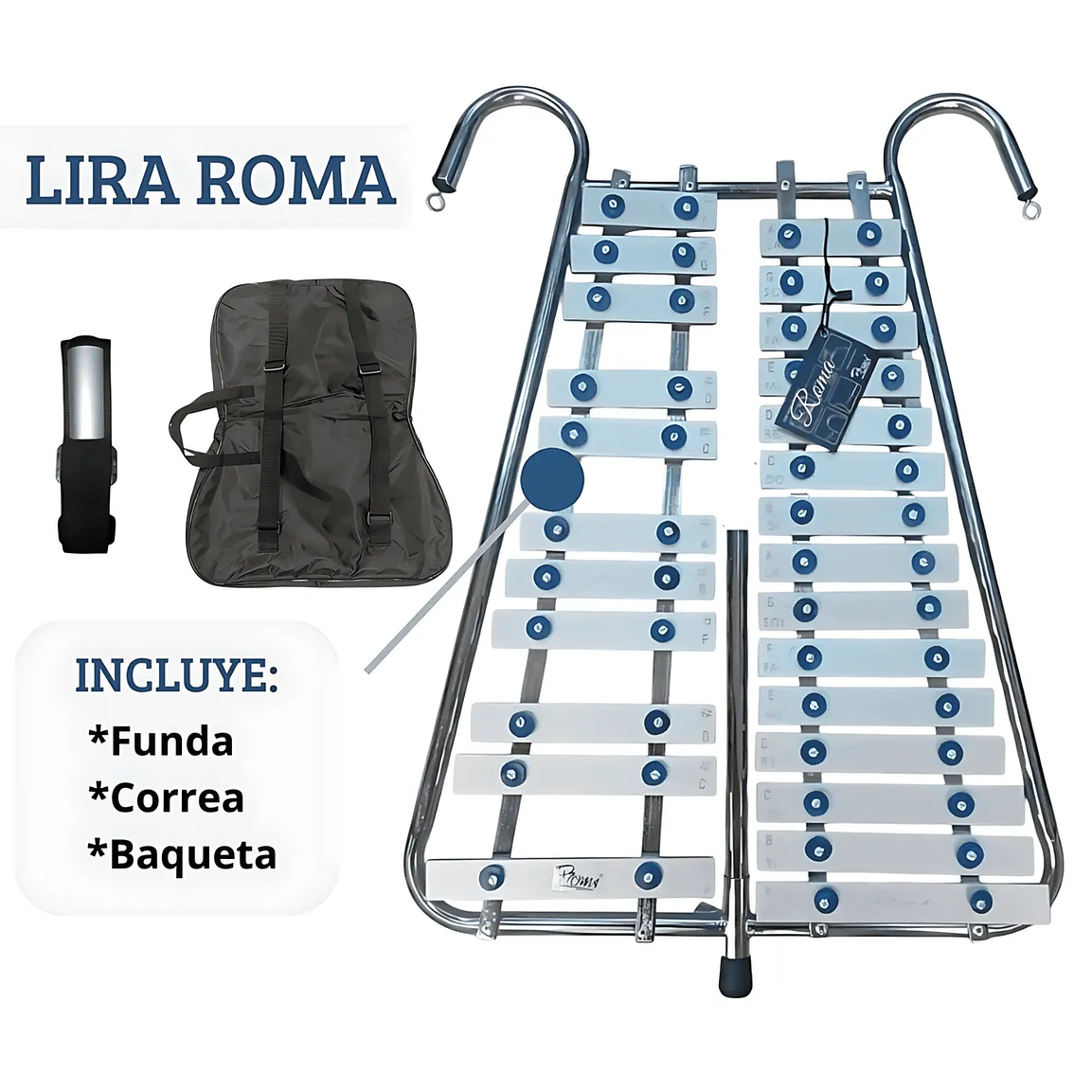 LIRA ROMA AZUL DE BANDA CON CORREA Y FUNDA 3