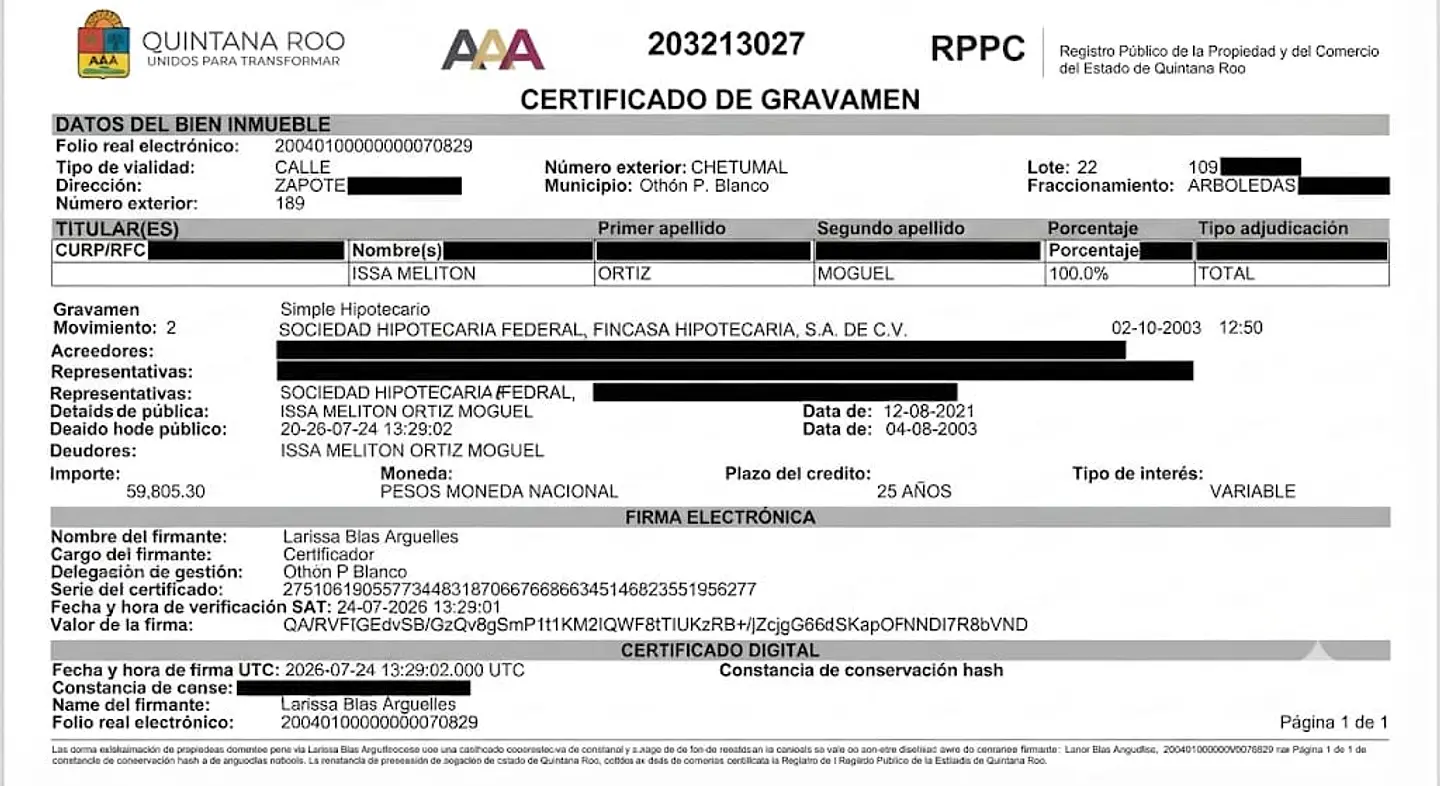 CERTIFICADO DE GRAVAMEN 1