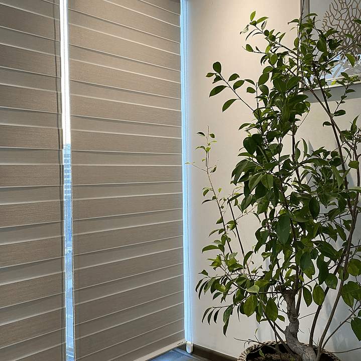 Roller Duo Blackout Gris franja Blanca 5