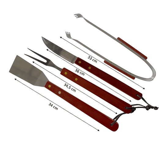 Set Parrillero De 4 Utensilios Para Barbarcoa