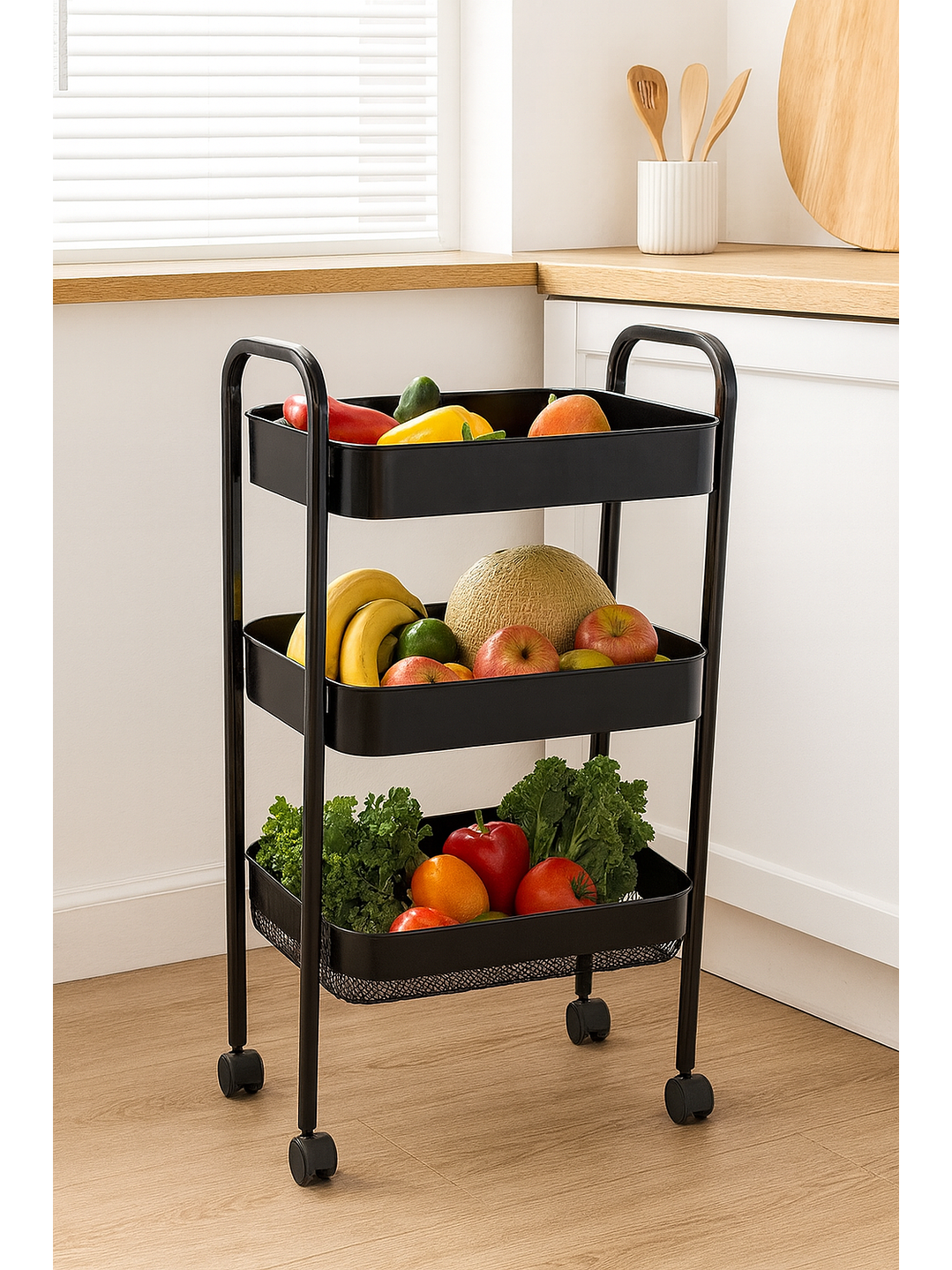 Carrito Carro Organizador Con 3 Estantes Niveles Con Ruedas 1