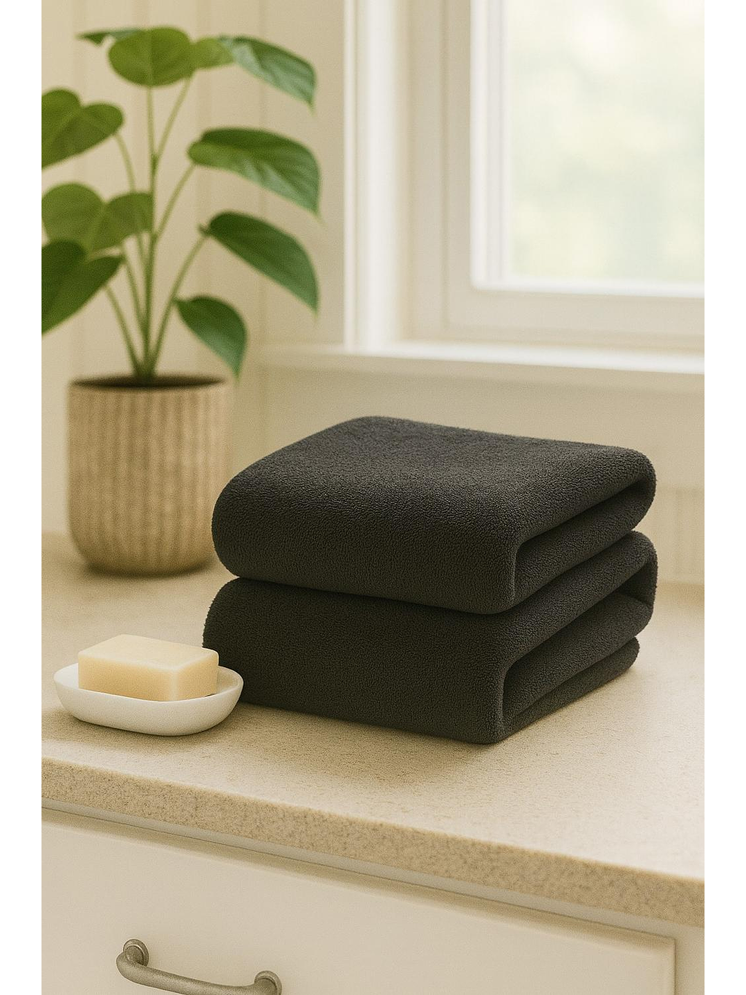 Pack 2 Toalla Negra Microfibra 100x140 1