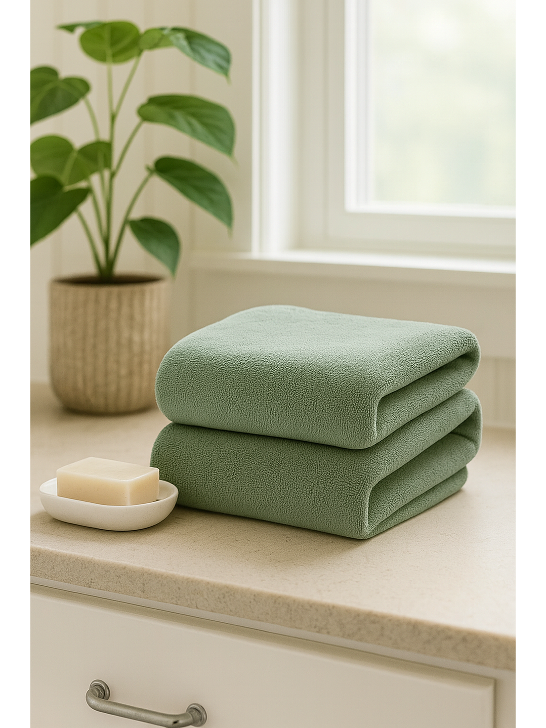 Pack 2 Toalla Verde Microfibra 100x140 1