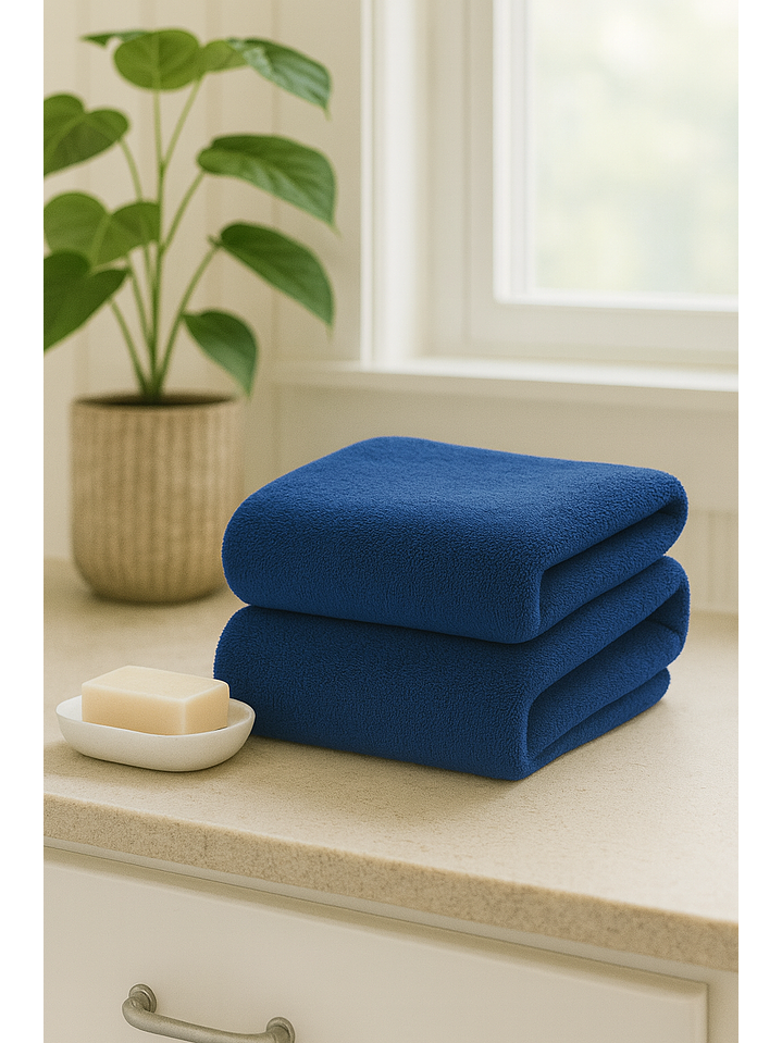 Pack 2 Toalla Azul Microfibra 100x140 1