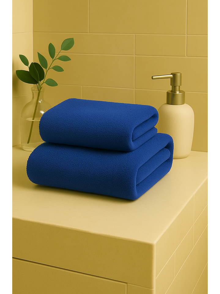 Pack 2 Toalla Azul Microfibra 100x140 3