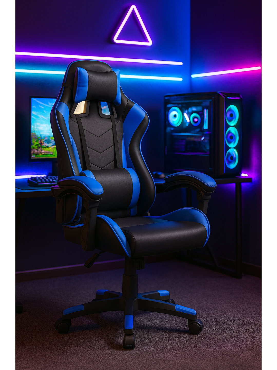 Silla Gamer de Escritorio Reclinable Color Azul 1