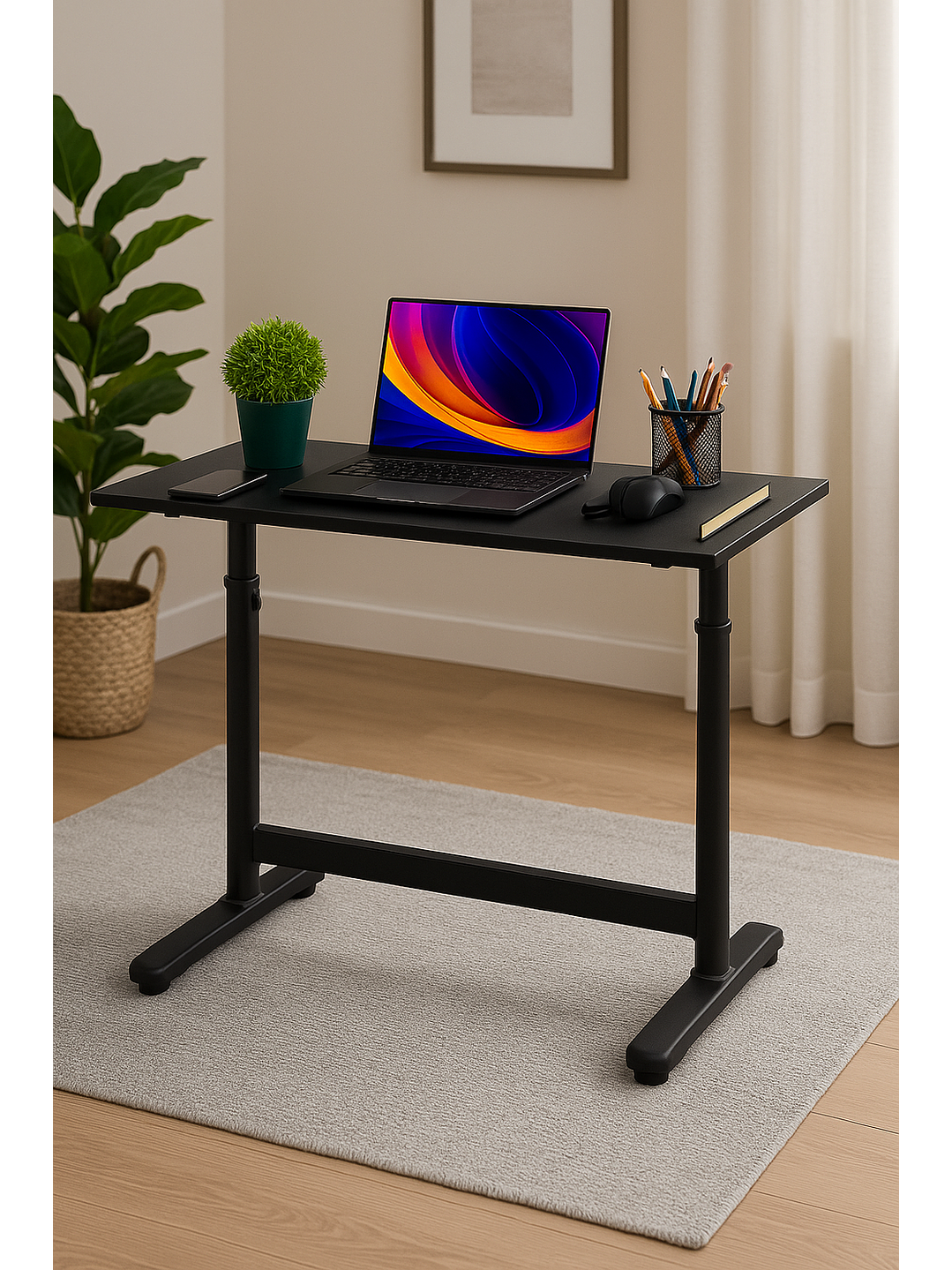 Escritorio con Altura Ajustable 120x60x63-86cm Funcional Toledo Negro 1