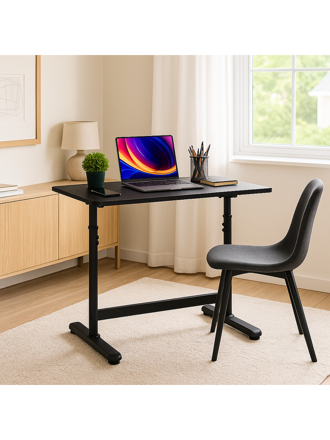 Escritorio con Altura Ajustable 120x60x63-86cm Funcional Toledo Negro 6