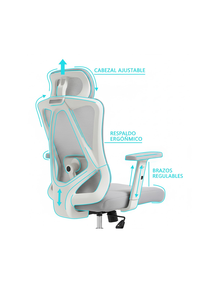 Silla de Escritorio - Oficina - Gamer Houston Gris 6