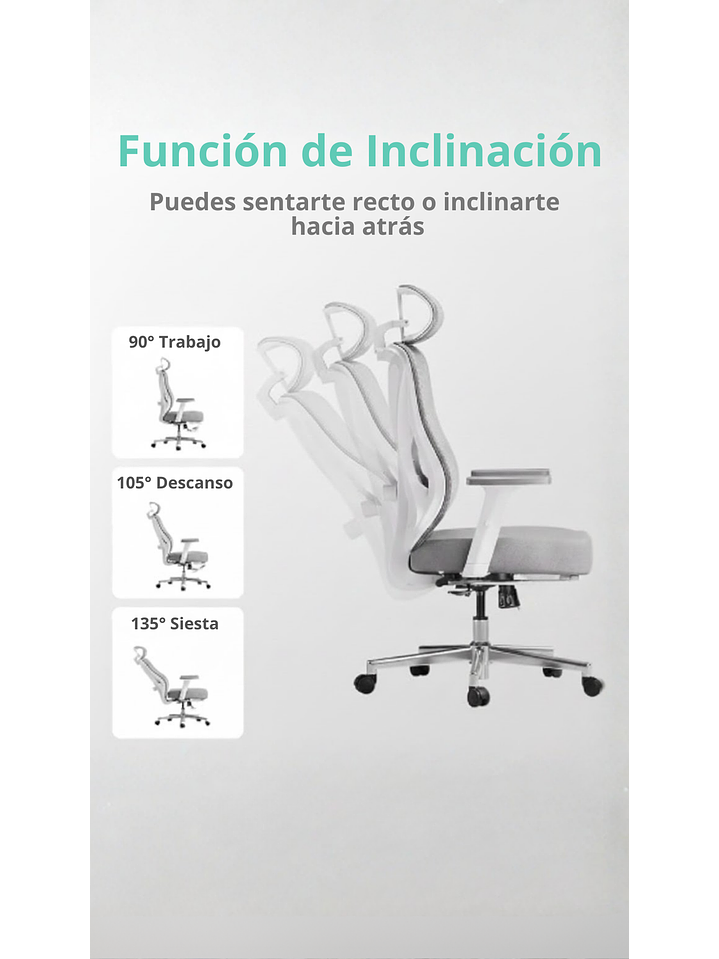 Silla de Escritorio - Oficina - Gamer Houston Gris 9