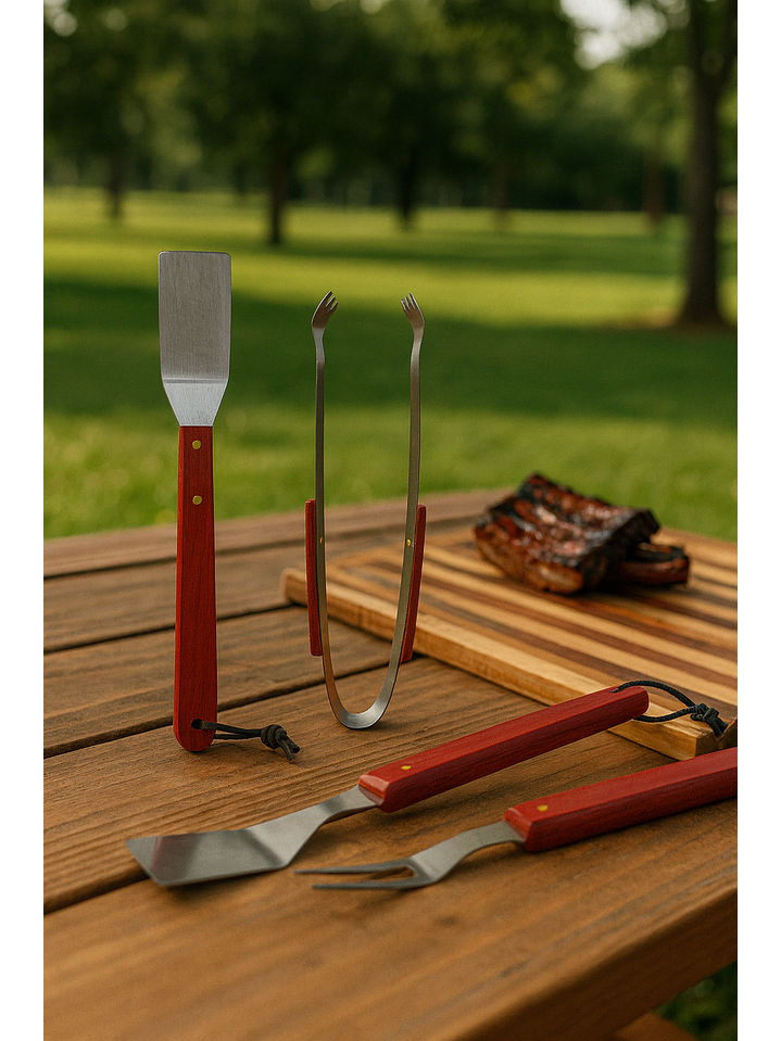 Set Parrillero De 4 Utensilios Para Barbarcoa 1