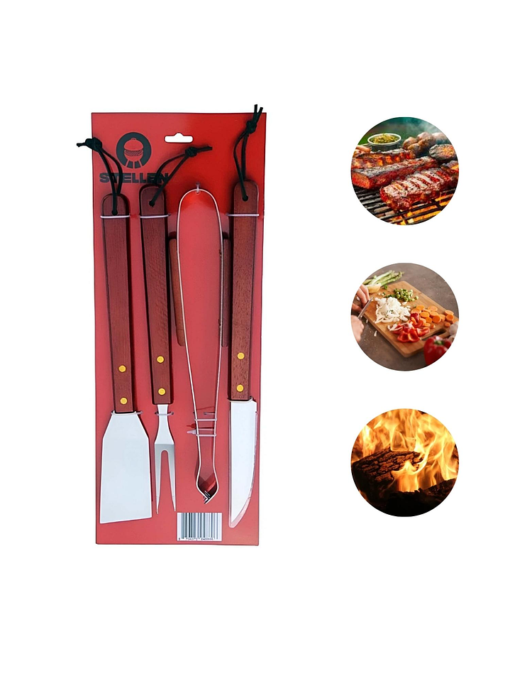 Set Parrillero De 4 Utensilios Para Barbarcoa 9