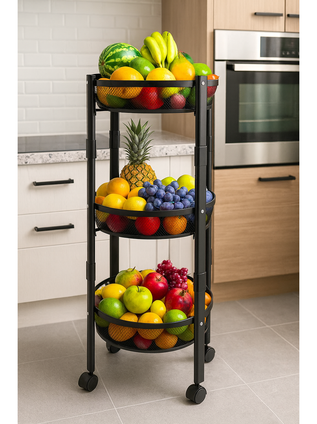 Carro Organizador Con Ruedas 3 Niveles Negro 1