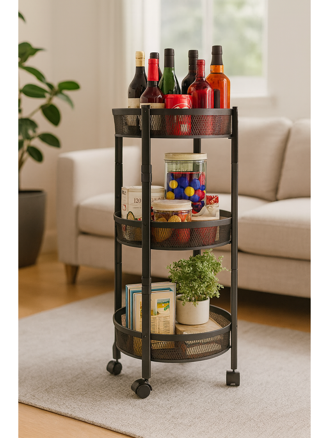 Carro Organizador Con Ruedas 3 Niveles Negro 2