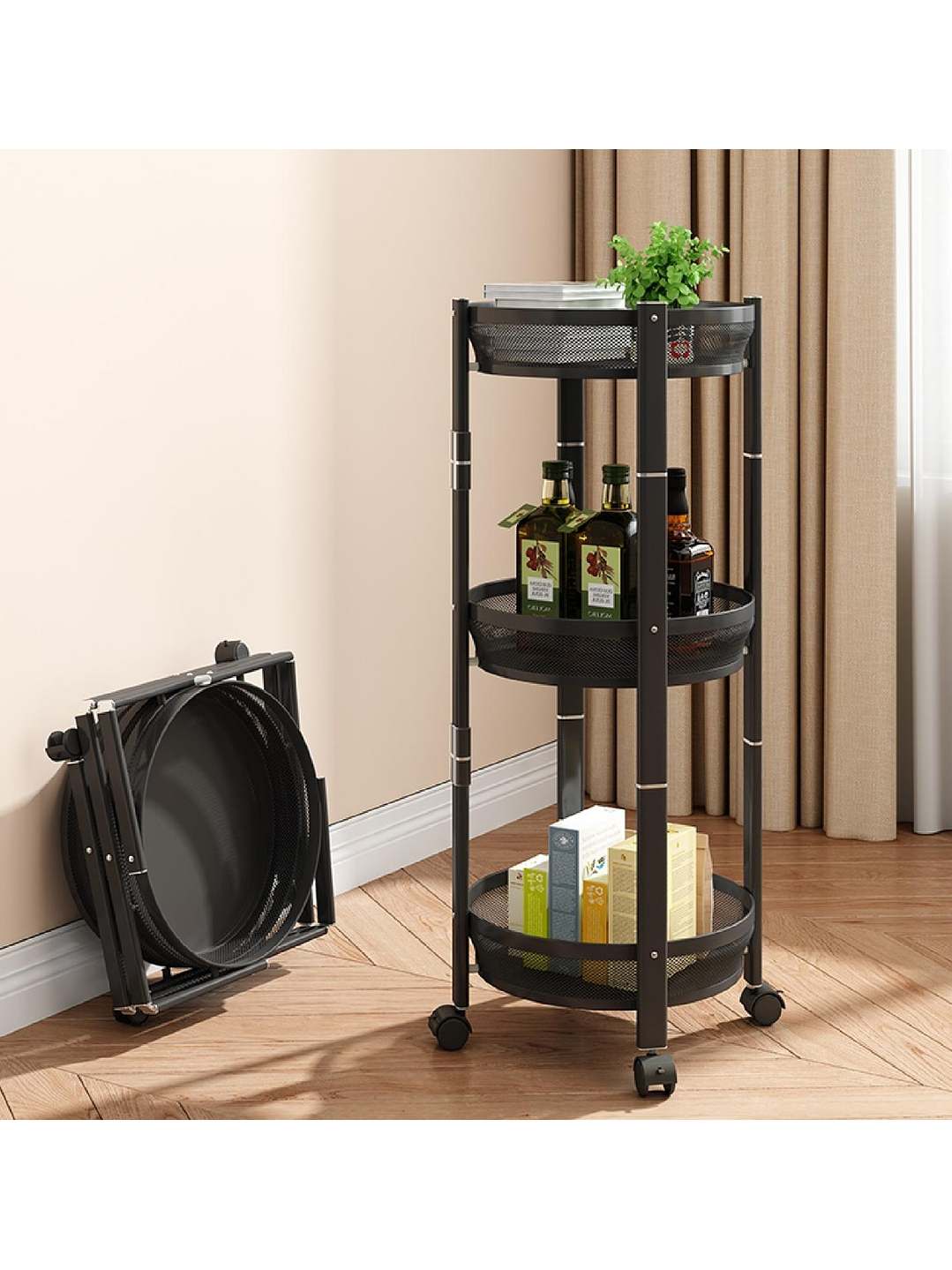 Carro Organizador Con Ruedas 3 Niveles Negro 3