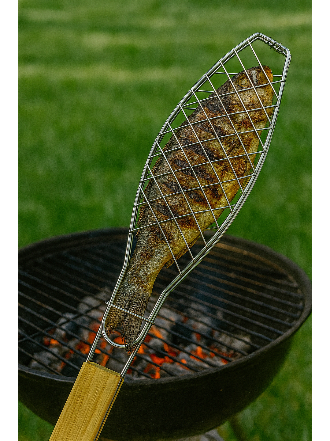 Rejilla Para Asar Vegetales Y Pescado Xl Madera 2