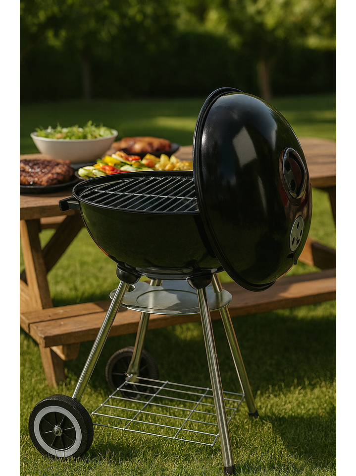 Parrilla A Carbon Encina Con Ruedas 2