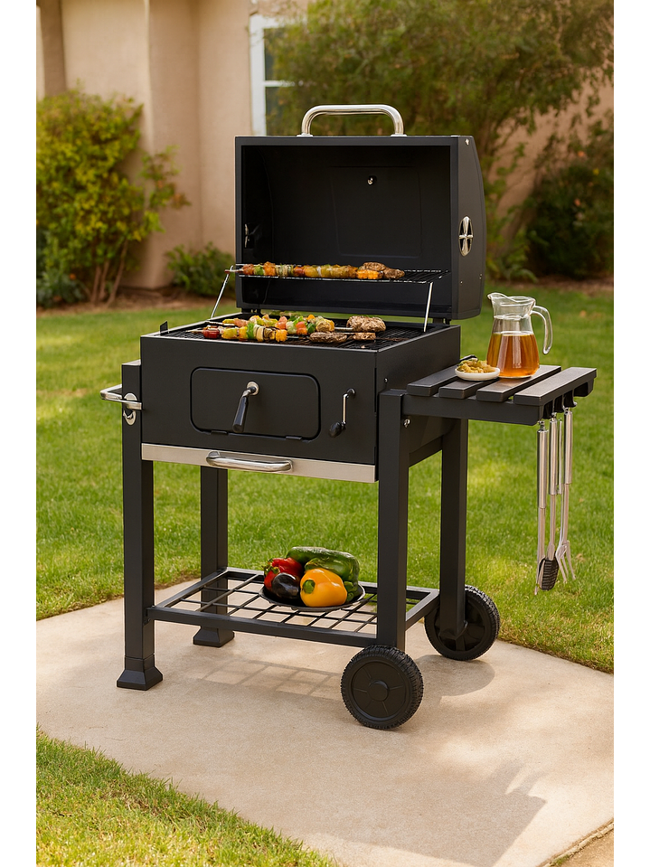 Parrilla A Carbon Roble Stellen Altura De Cocion Regulable 2