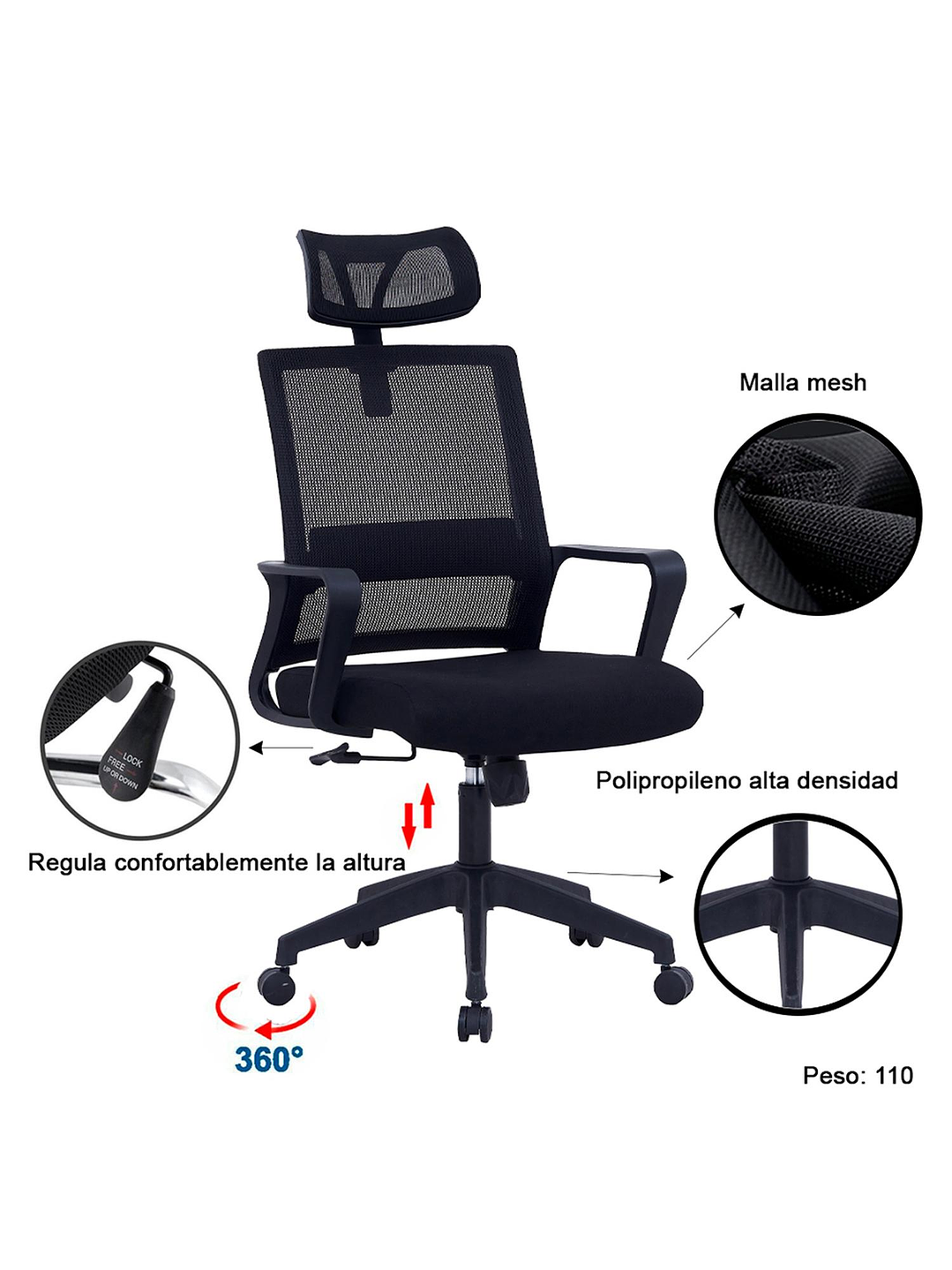 Silla De Oficina Mesh Miami 1