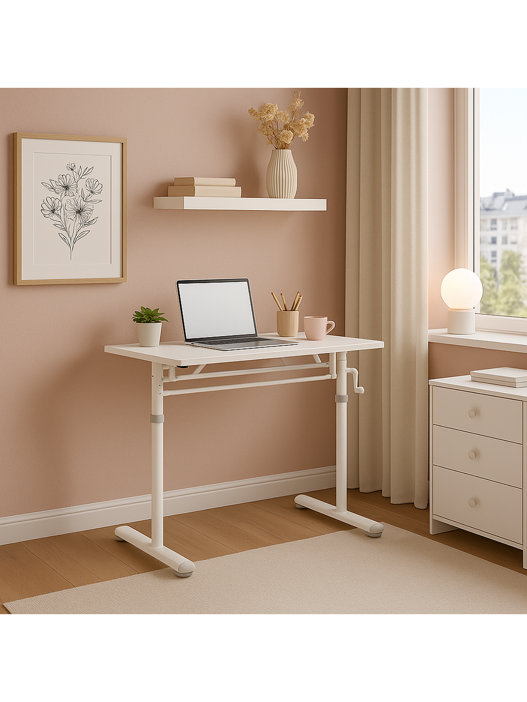 Escritorio con Altura Ajustable 100x60x63-86cm Funcional Tenerife Blanco 7