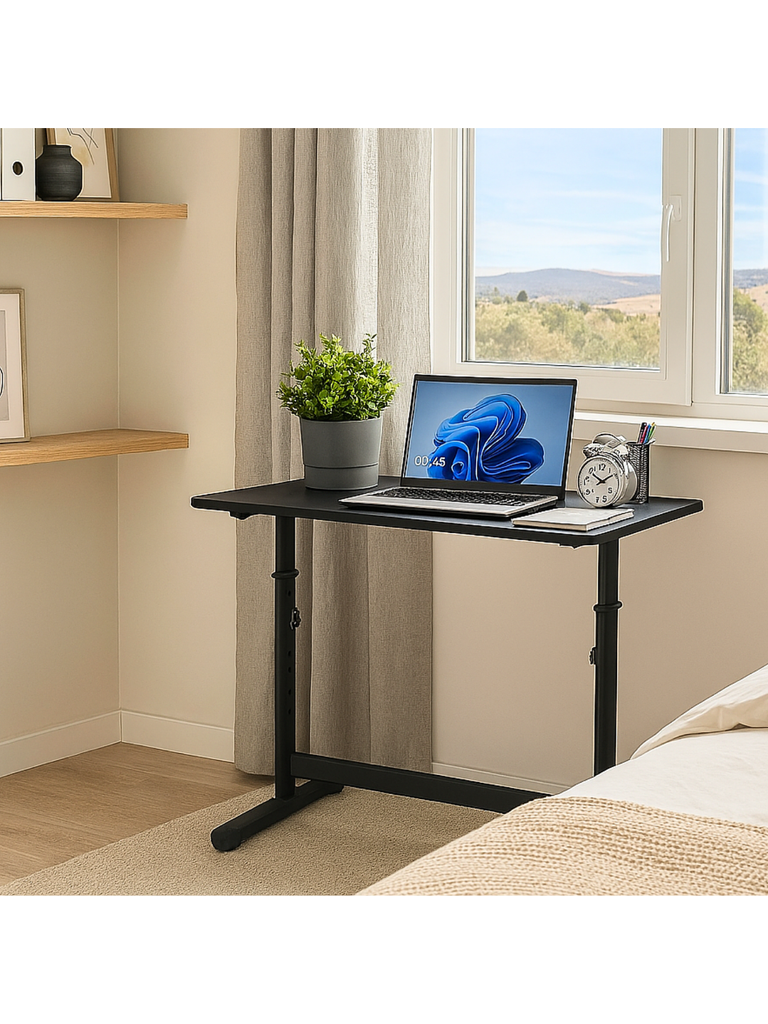 Escritorio con Altura Ajustable 80x60x63-86cm Funcional Bilbao Negro 7