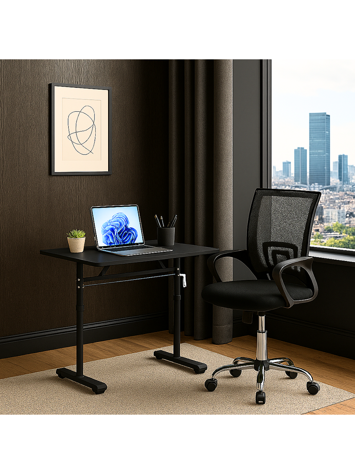 Escritorio con Altura Ajustable 100x60x63-86cm Funcional Tenerife Negro 6